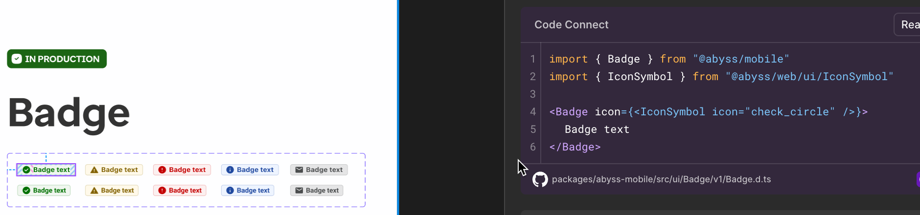 Code Connect Example with Badge