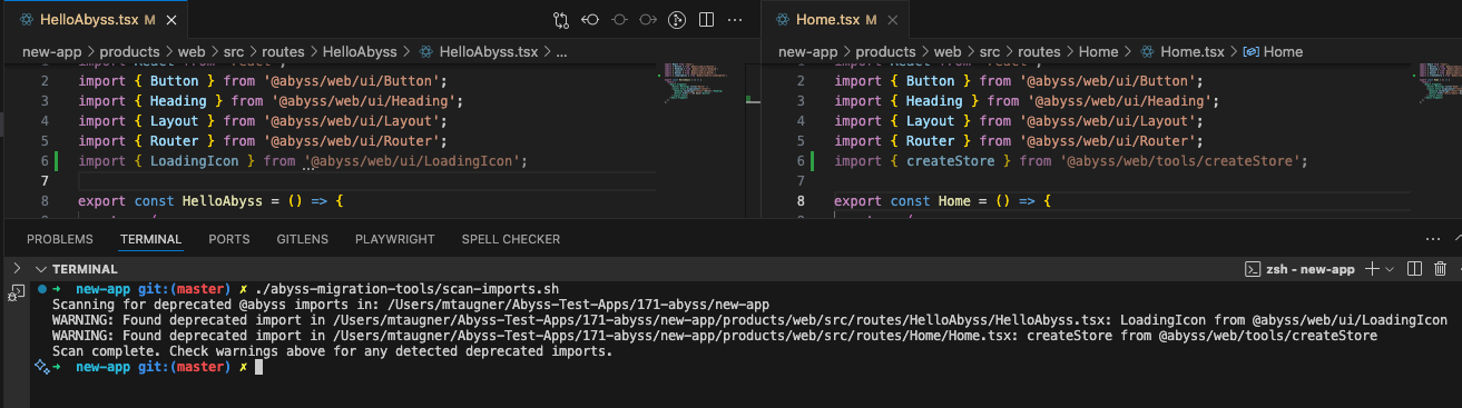 Codemod Scan Example for Deprecated Imports